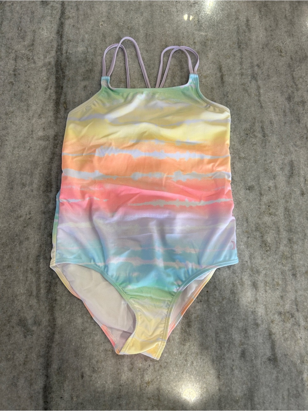Hurley Girls' Pastel Rainbow One-Piece Swimsuit - Multicolor Size 12